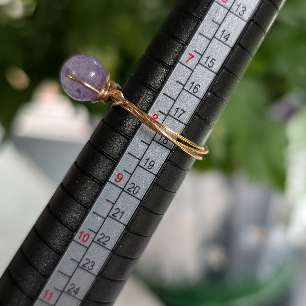 Perfectly Imperfect Rose Gold Wire Wrapped Purple Stone Ring Size 8 - Picture 4 of 4